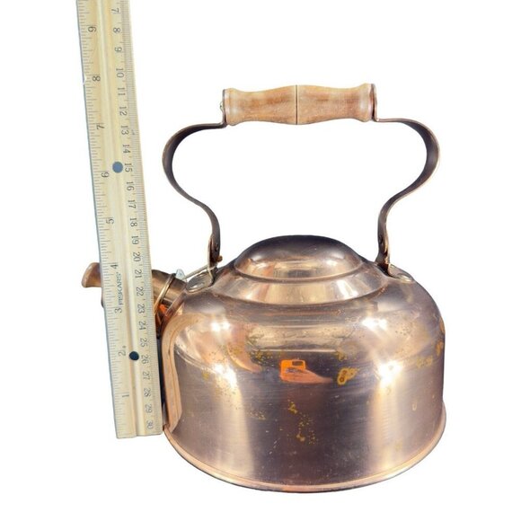 ODI Solid Copper Tea Kettle Tea Pot Made In Portugal Stamped Wooden Handle Knob - Picture 4 of 16